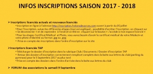 Infos Inscriptions 2017-2018